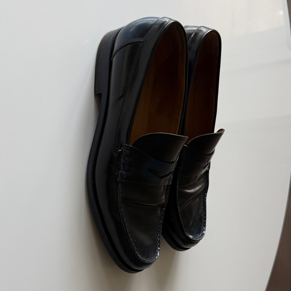 Boss Dark Navy Leather Slip-On Loafers - Picture 2 of 5